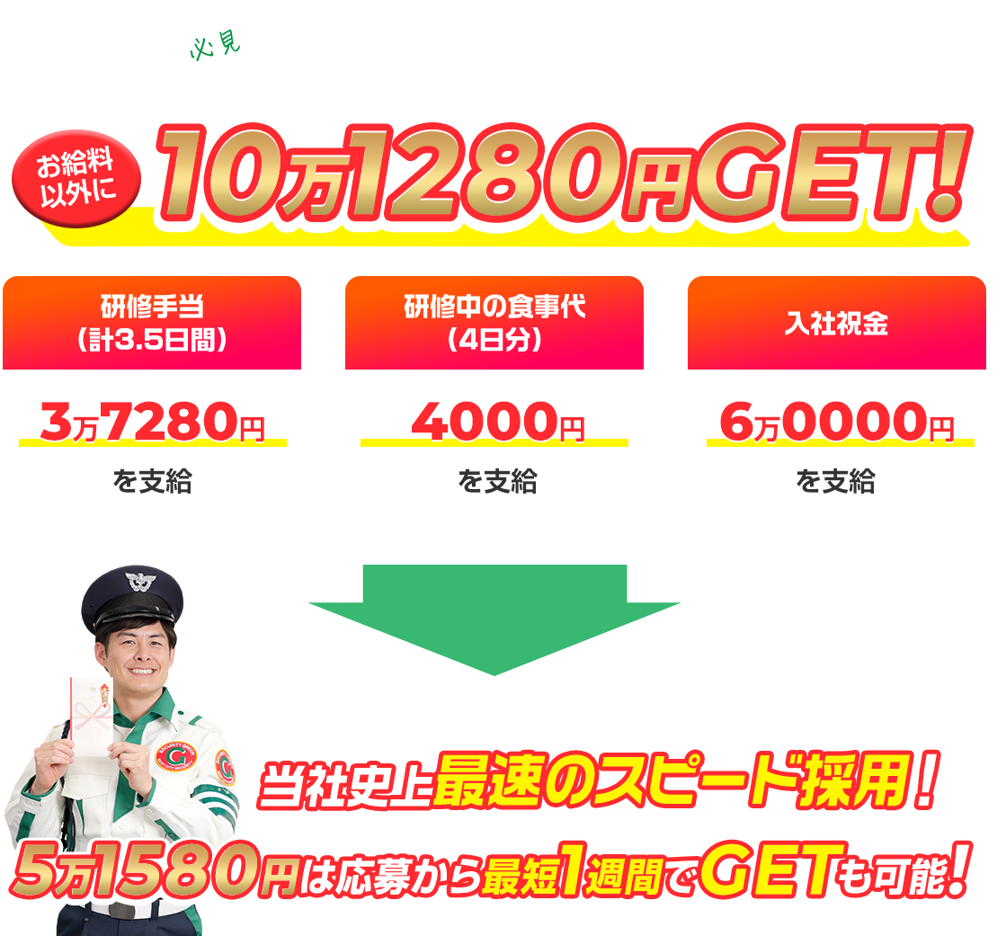 お給料以外に9万9680円GET!4万9680円は応募から最短1週間でGETも可能!